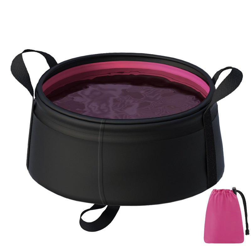 2PCS Rose Red 8.5L Portable Folding Water Basin – Collapsible Bucket with Carry Bag for Camping & Travel