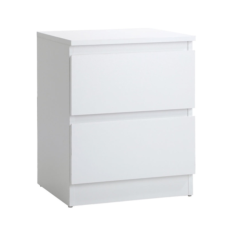 Bedside Table Nightstand 2 Drawers White