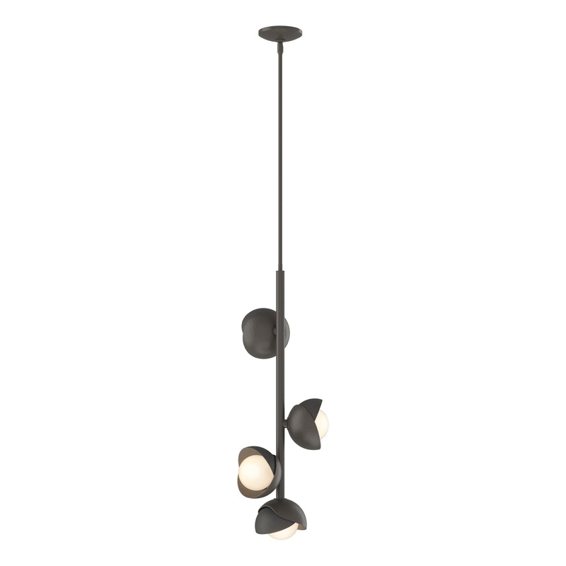 Brooklyn 4-Light Double Shade Vertical Pendant Dark Smoke Natural Iron