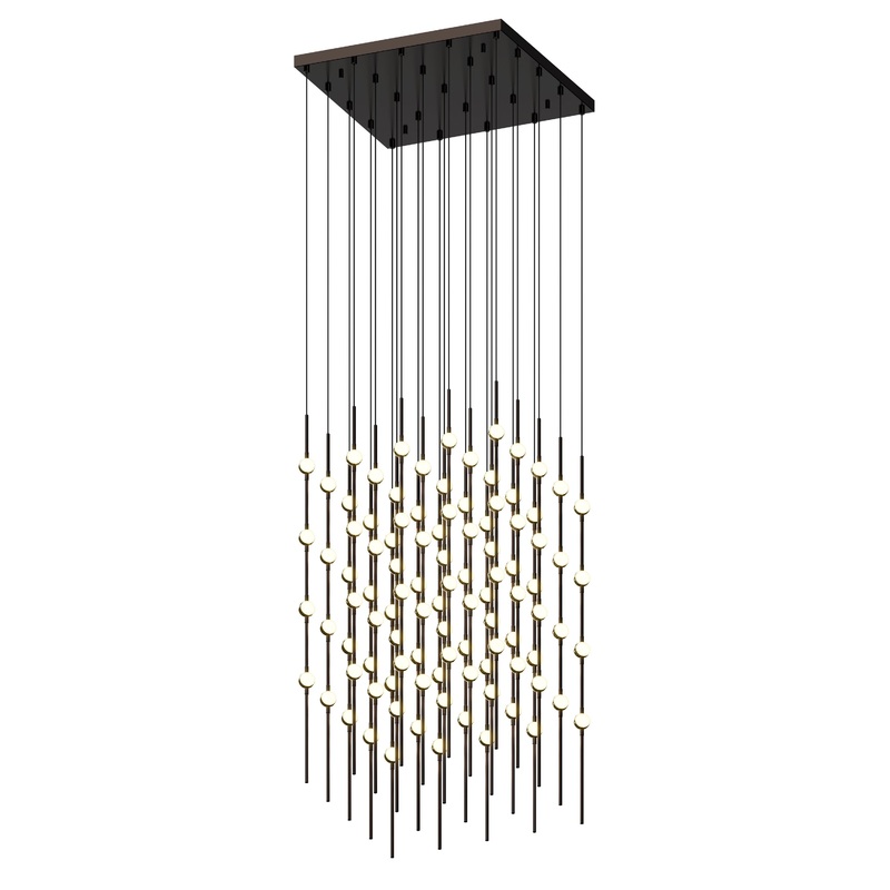 Constellation Cosmic Cube 20″ LED Pendant Espresso Black with White Optical Acrylic 3000K 20′ Adjustable Cord