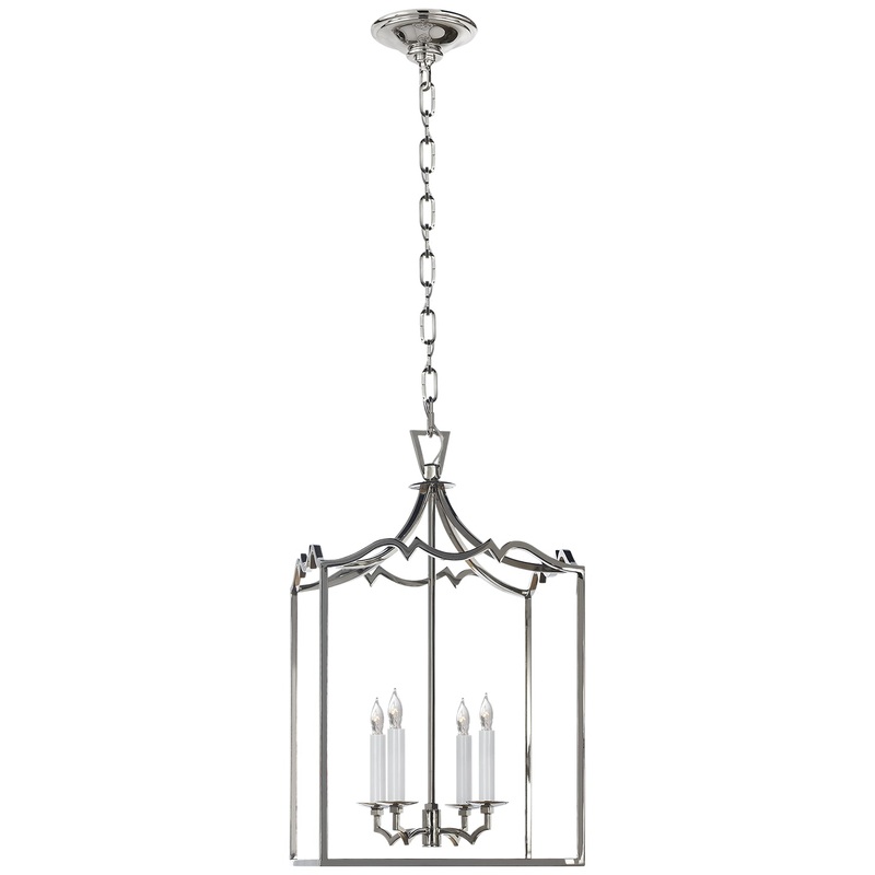 Four Light Lantern from the Darlana Fancy Collection in Polished Nickel Finish by Visual Comfort Signature