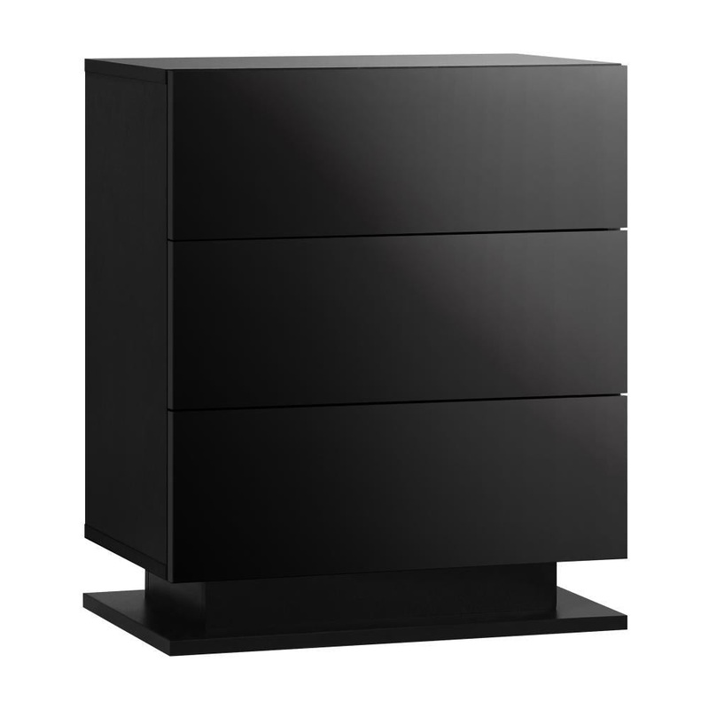 LED Bedside Table RGB 3 Drawers Black