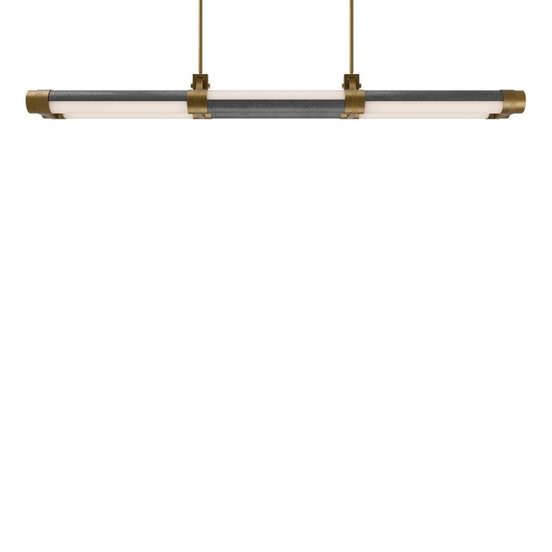 LED Linear Pendant from the Catania Collection in Bassalt Stone/Aged Brass Finish by Modern Forms