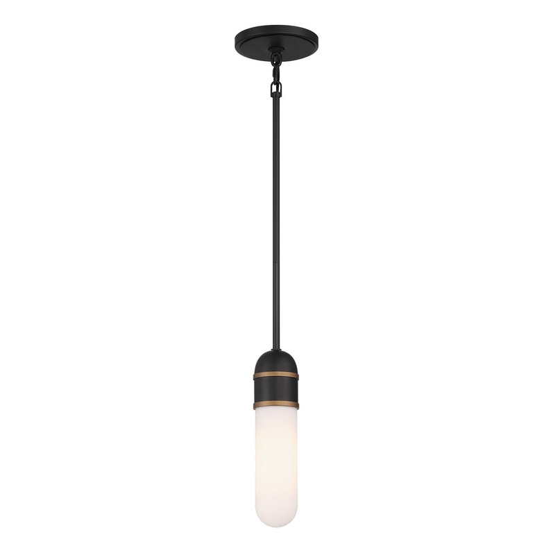 LED Mini Pendant from the Capsule Collection in Matte Black/Textured Gold Finish by Crystorama