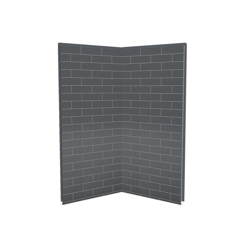 MAAX 103378-301-019 Utile 3636 Composite Direct-to-Stud Two-Piece Corner Shower Wall Kit in Metro Thunder Grey