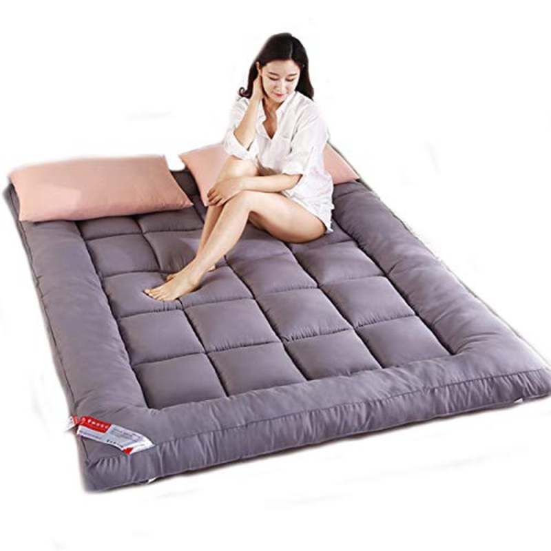 QXTT Materasso Futon, Materassi Letto Futon, Pieghevole Antiscivolo Tatami Materasso Pad Tappetino Tappeto Letto A Pelo Letto Pigro Stuoie per Camera da Letto E Ufficio,Grey-100 * 200cm