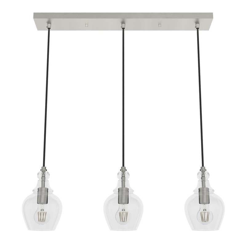 Three Light Linear Cluster from the Maple Park Collection in Brushed Nickel Finish by Hunter