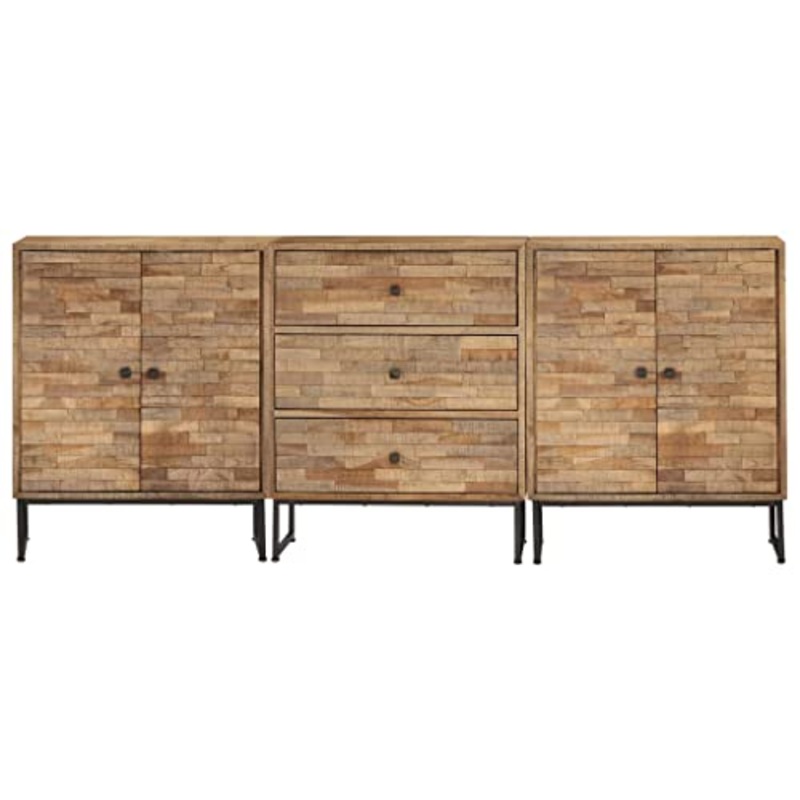 vidaXL 3x Credenza in Legno di Teak Recuperato Buffet Mobiletto Madia Armadio
