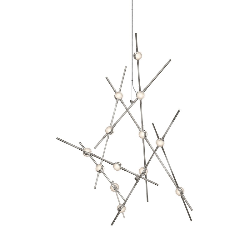 Constellation Aquila Minor Satin Nickel with Clear Faceted Acrylic 3000K 10′ Adjustable Cord/Cable