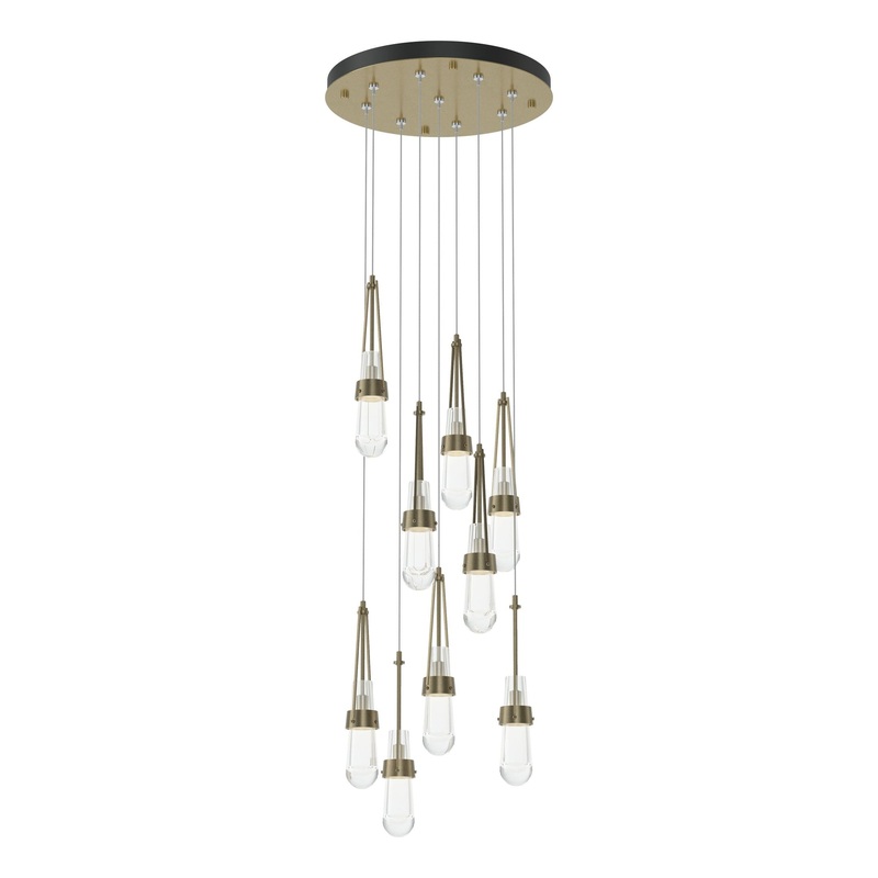 Link 9-Light Clear Glass Pendant Soft Gold