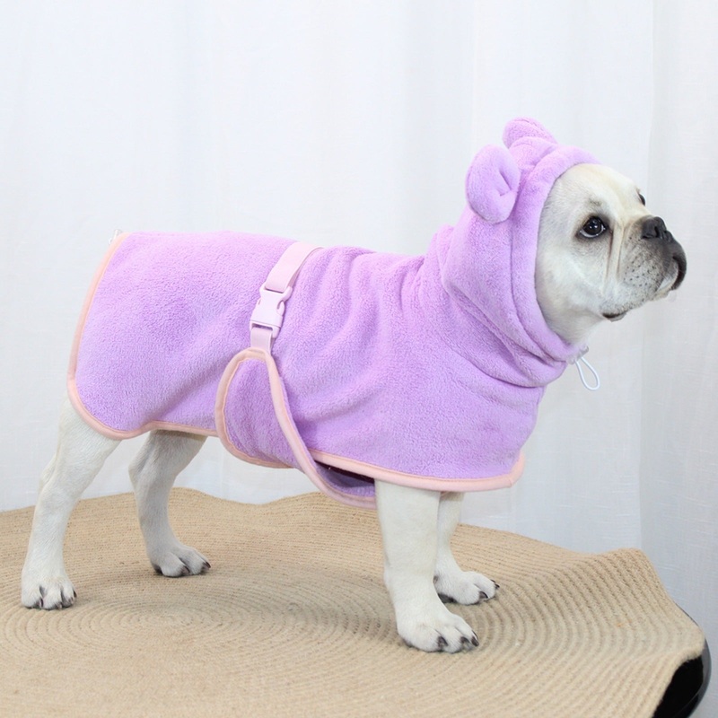 Purple Hooded Dog Bathrobe – Super Absorbent, Adjustable Fit, Cozy Pet Towel (Size : XL)