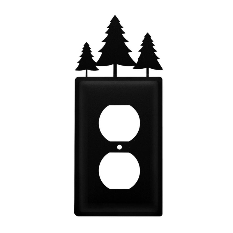 Village Wrought Iron EO-20 Single Pine Trees Single Outlet Cover