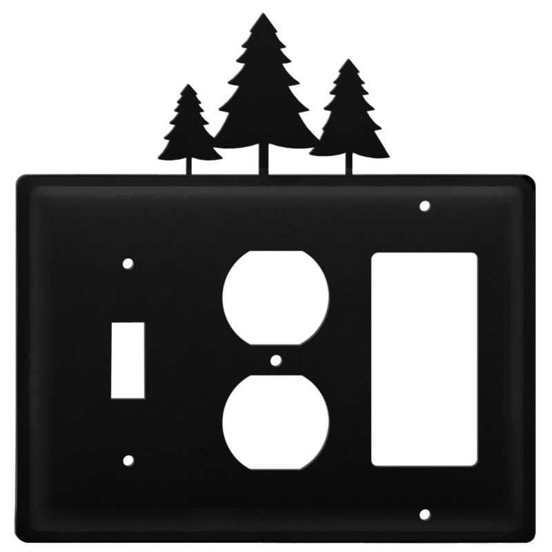 Village Wrought Iron ESOG-20 Triple Pine Trees Single Switch Outlet and GFI Cover CUSTOM Product