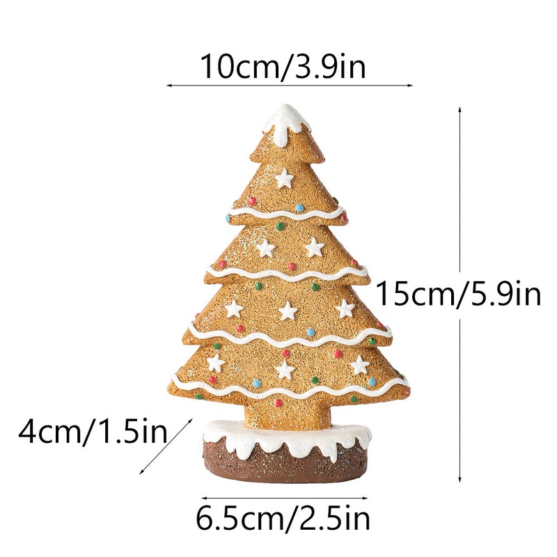 Yellow Charming Gingerbread Christmas Tree Figurine – Festive Resin Holiday Table Decor Ornament