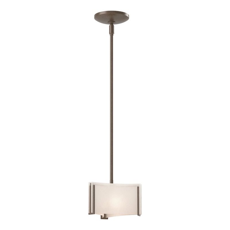 Exos Delta Mini Pendant Bronze White Art Glass (BB)