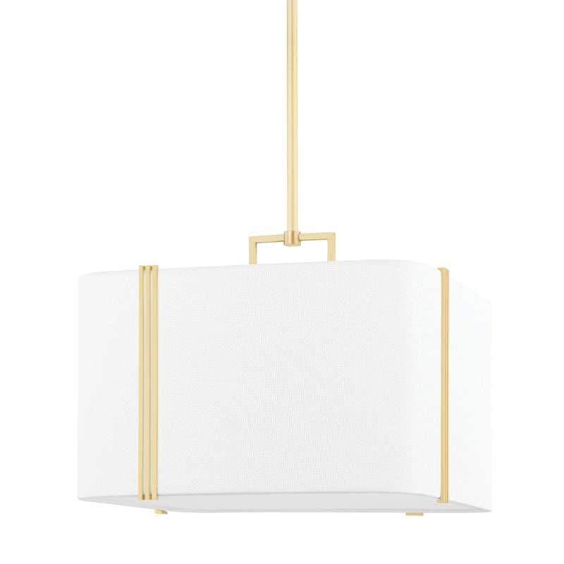 Four Light Pendant from the Downing Collection in Aged Brass Finish by Hudson Valley