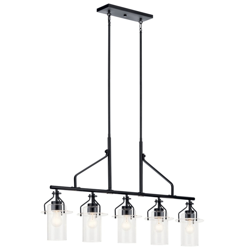 Kichler 52379BK Five Light Linear Chandelier, Black