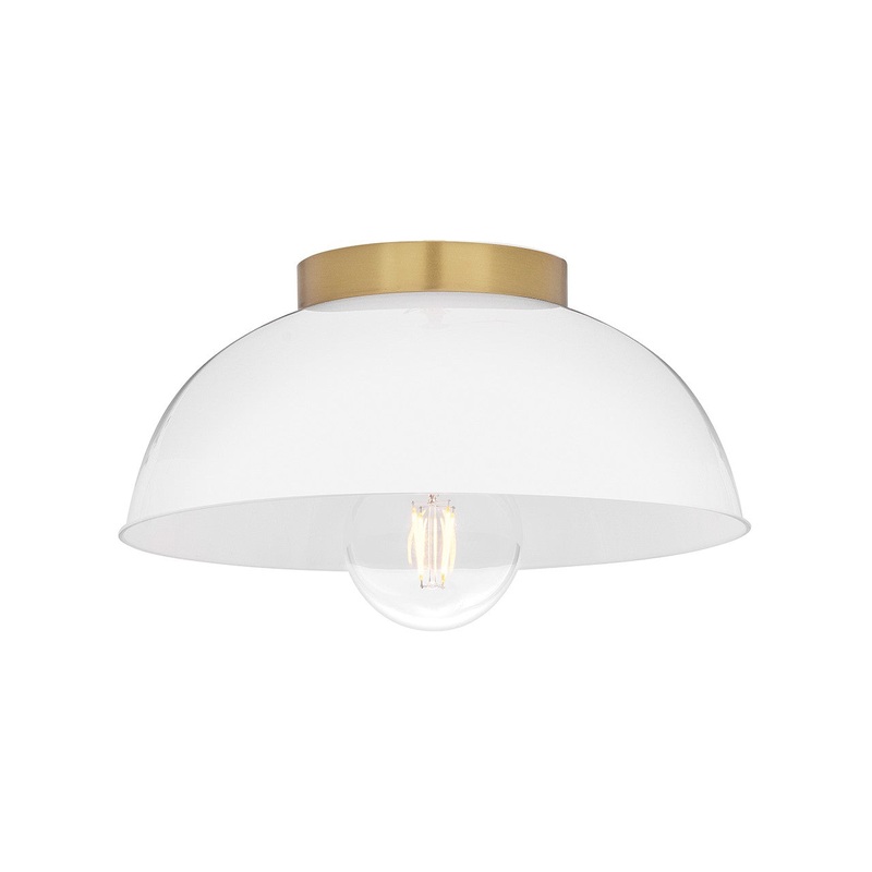 LED Flush Mount from the Stu Collection in Lacquered Brass Finish by Lark