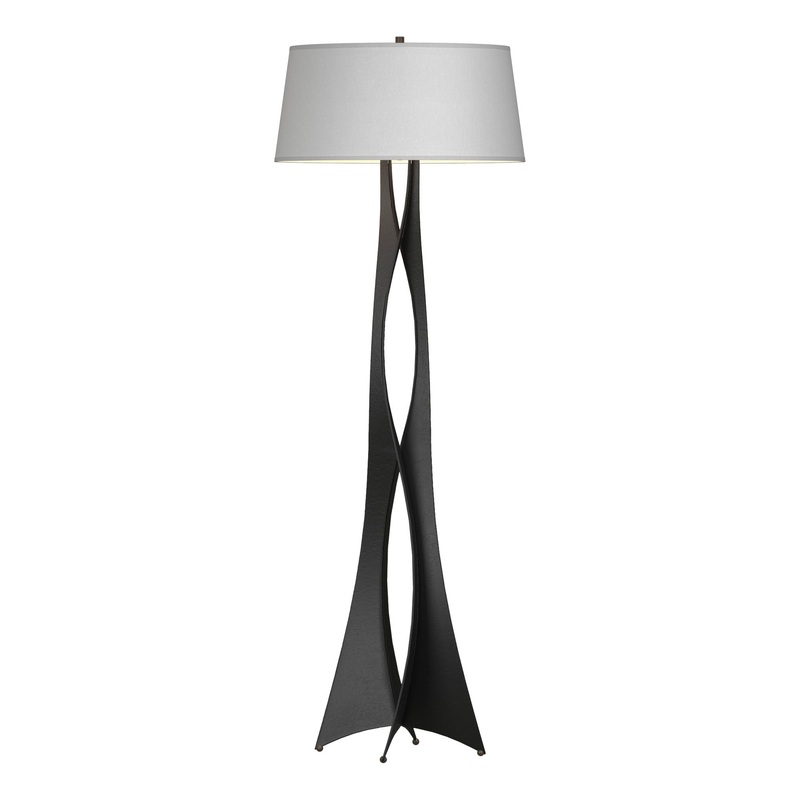Moreau Floor Lamp Black Natural Anna Shade (SF)