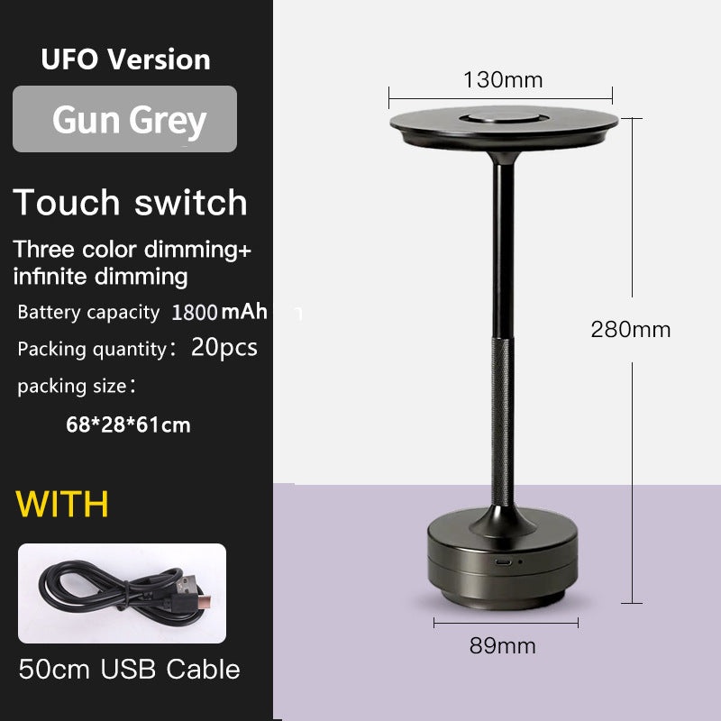 UFO Version LED Desk Lamp – Gunmetal Gray Touch Switch with Dimming and USB Cable