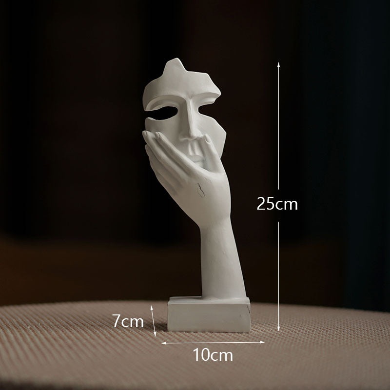 White Style 2 Elegant Abstract Face Sculpture – Modern Resin Art Figurine, Hand & Mask Home Decor Accent