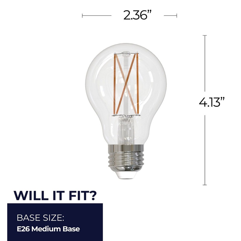 8.5 Watt A19 Clear, 800  Lumens, E26 base, 120 Volt Light Bulb by Bulbrite