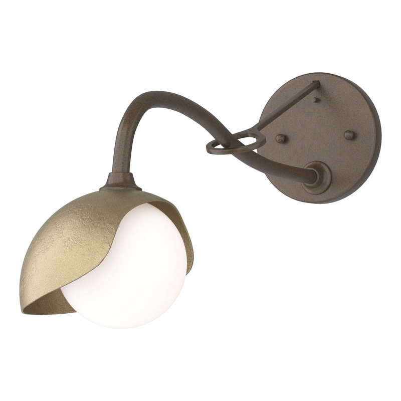 Brooklyn 1-Light Single Shade Long-Arm Sconce Bronze Soft Gold