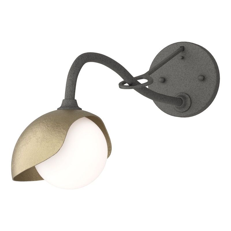Brooklyn 1-Light Single Shade Long-Arm Sconce Natural Iron Soft Gold