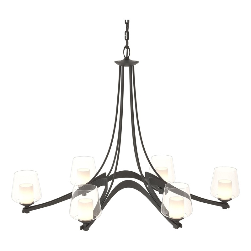 Oval Ribbon 6-Arm Chandelier Black