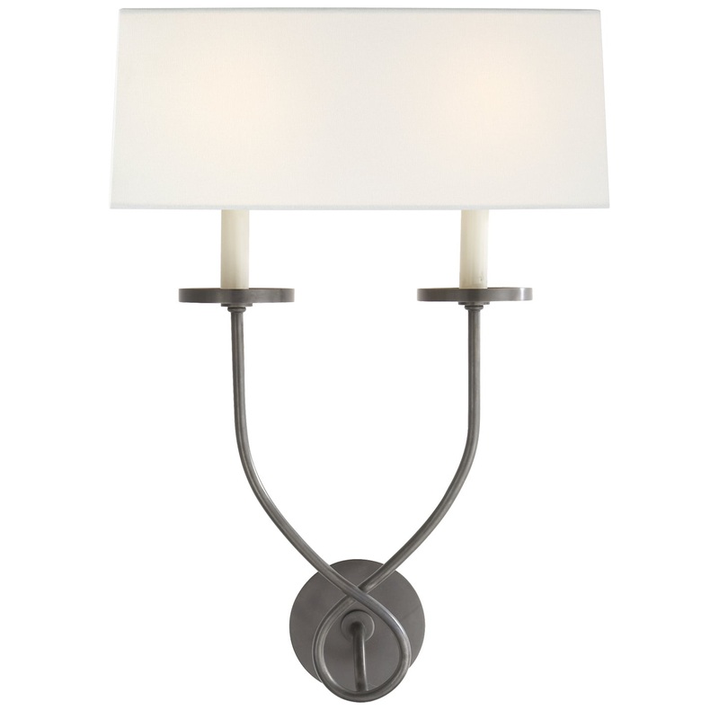 Two Light Wall Sconce from the Symmetric Twist Collection in Bronze Finish by Visual Comfort Signature