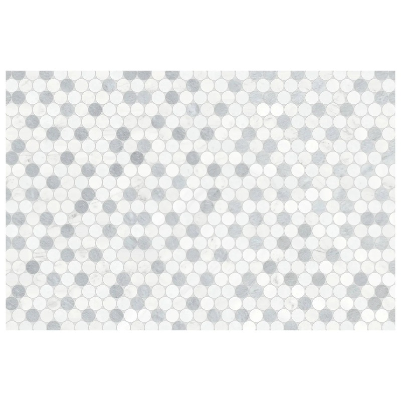 Utopio 1.25 In Pennyround Polar Honed Natural Stone Waterjet Mosaic
