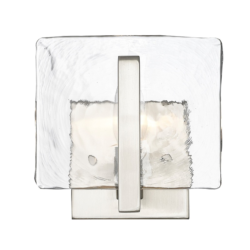 Aenon 1-Light Wall Sconce in Pewter with Hammered Water Glass Shade