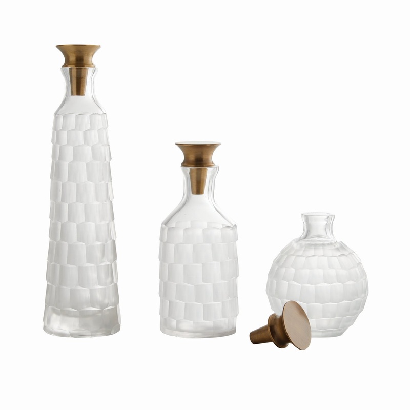 Arteriors 4593 Macklin Decanters, Set of 3 Frosted