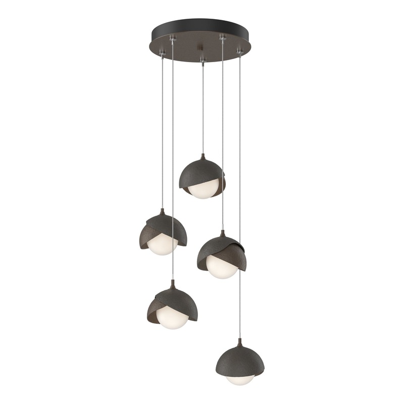 Brooklyn 5-Light Double Shade Pendant Bronze Dark Smoke