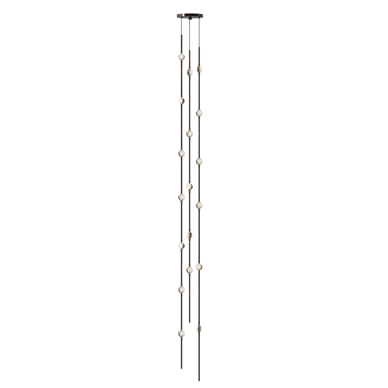 Constellation Andromeda Tall 6″ Round LED Pendant Espresso Black with Clear Faceted Acrylic 3000K 10′ Adjustable Cord