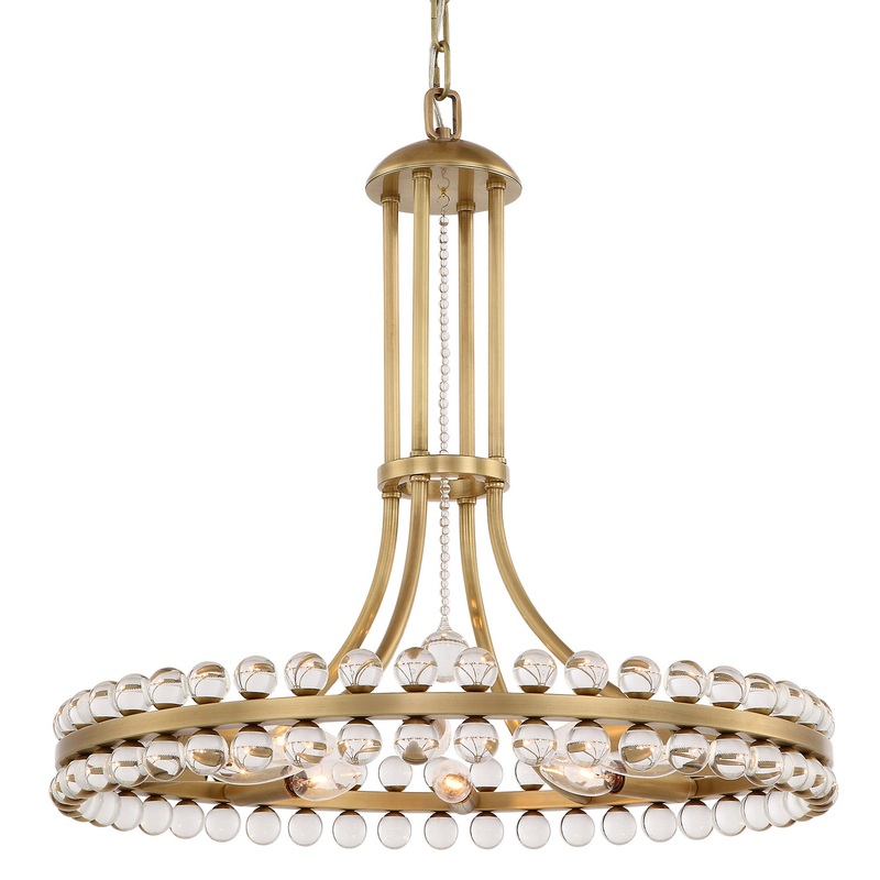 Crystorama CLO-8898-AG Clover Eight Light Chandelier Aged Brass