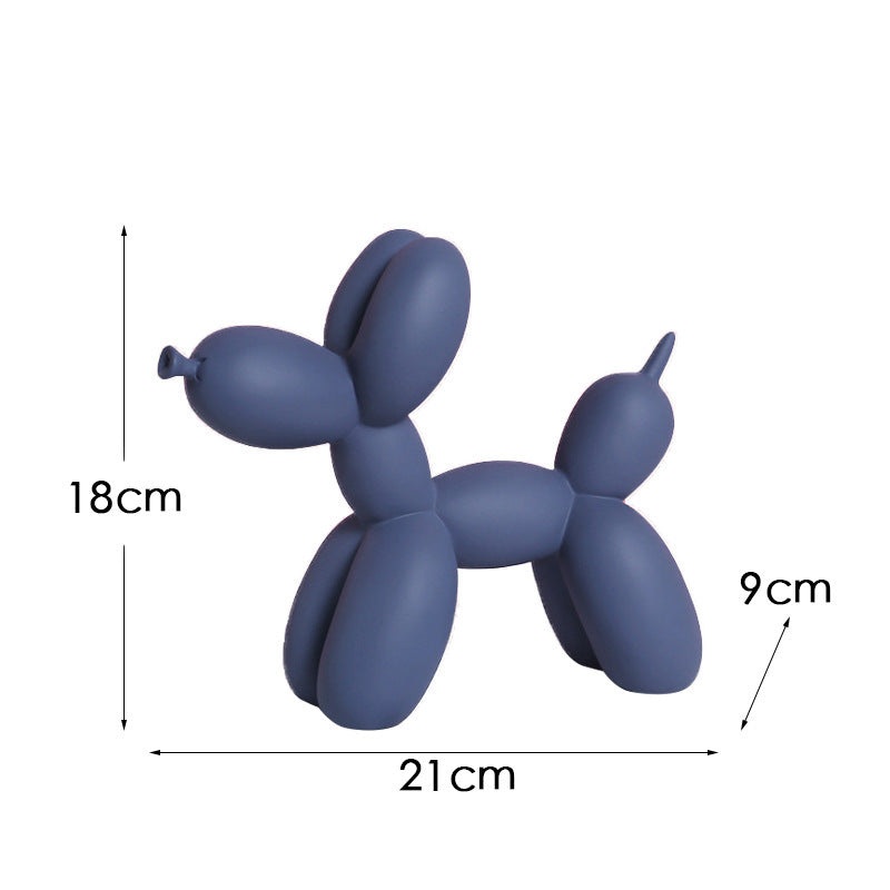 Dark Blue Modern Resin Balloon Dog Sculpture – Playful Art Figurine with Golden Snout Accent