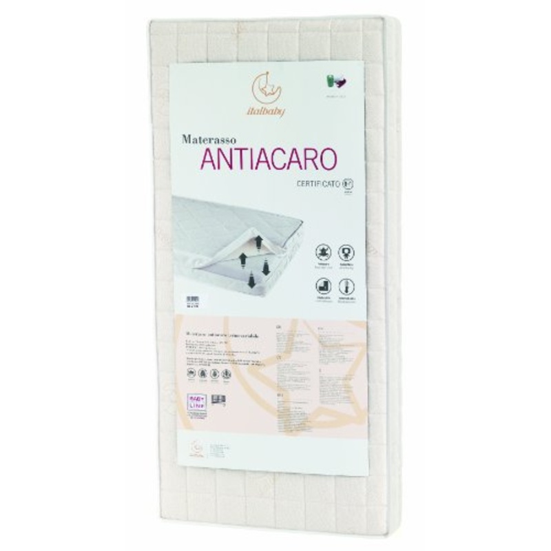 Italbaby 010.0610 Materasso antiacaro, 60 x 125 x 12 cm, Beige