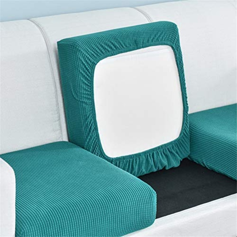 KYJSW Copriseduta Divano, Fodera Coprisedile, Copricuscini Seduta, Protezione del Cuscino Sedile del Divano Lavabile, Copriseduta Tartan Indipendente (Verde bluastro,Grande 1-posti)