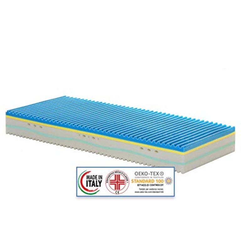 Materassimemory.eu Materasso Singolo Memory 5 Strati MOD. Armonia Plus Misura 90×190 Alto 25 cm con 7 Zone a portanza differenziata Sfoderabile Dispositivo Medico Classe 1 DETRAIBILE
