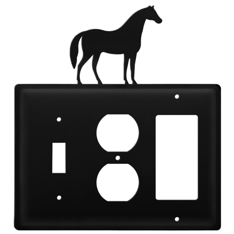 Village Wrought Iron ESOG-68 Triple Horse Single Switch Outlet and GFI Cover CUSTOM Product