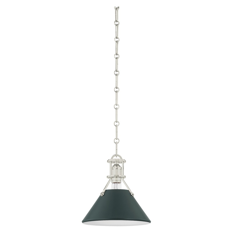 Painted No.2 1-Light Pendant Polished Nickel/Soft Studio Green
